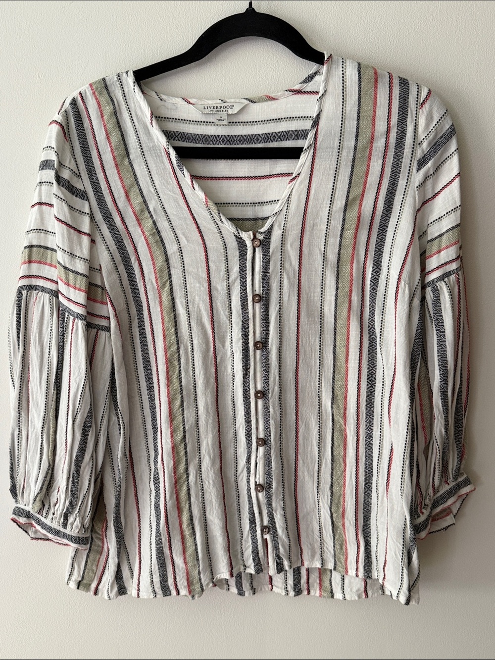 Liverpool Los Angeles white and navy striped blouse